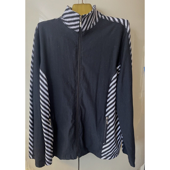 Ashley Sport jacket Womens 18 / 20 White Black Full Zip Workout Gym Layering - Picture 1 of 11
